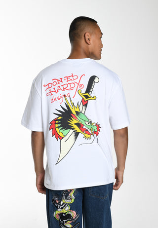 T-shirt décontracté Drag-Blade-Back pour hommes - Blanc