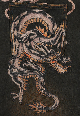 Męskie spodnie dżinsowe Dragon Crawl Dirty Wash - brązowe