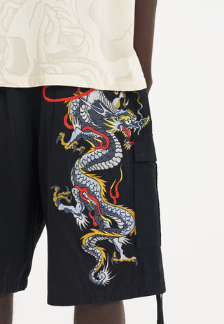 Shorts cargo masculino Dragon Crawl tecido - preto