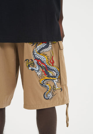 Herre Dragon Crawl Woven Cargo Shorts - Beige