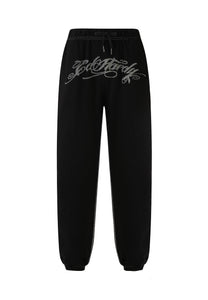 Mens Ed Hardy Script Joggers Pants - Black