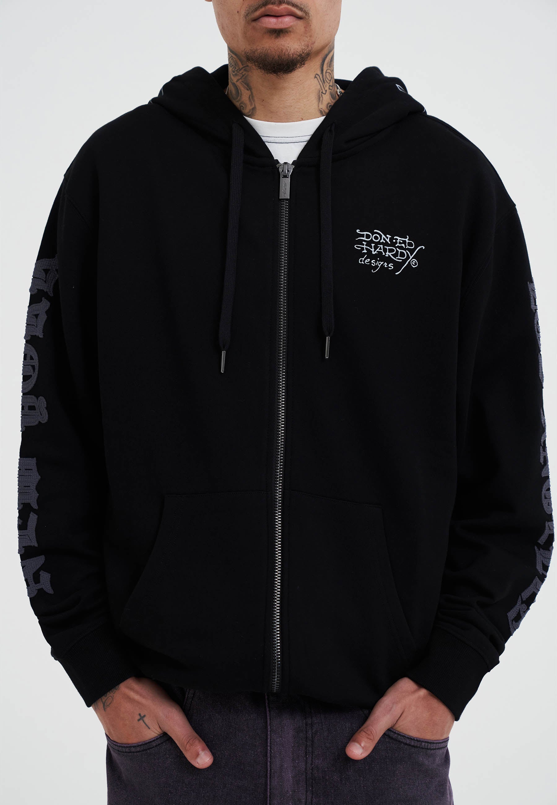 Knit Sweater Sudadera Trapstar X Ed Hardy Para Hombre Gris, Con Bordados Y Estilo Urbano Jd Sudaderas