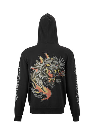 Hell Catz hoodie met rits voor heren - zwart