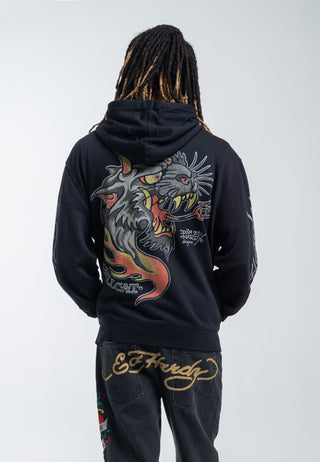 Hell Catz hoodie met rits voor heren - zwart