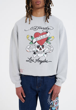 Heren Love Kill Slowly grafisch sweatshirt met ronde hals - grijs