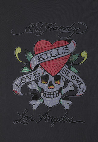 Herren Love Kills Slowly Diamante T-Shirt – Schwarz