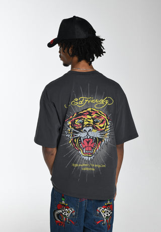 Camiseta masculina Melrose-Tiger relaxada - carvão