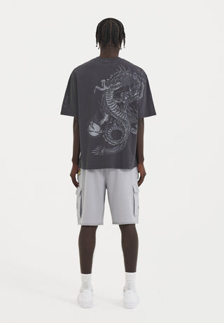 Herren Mono Fireball Dragon T-Shirt – Dunkelgrau