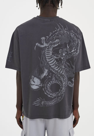 Camiseta masculina Mono Fireball Dragon - Cinza Escuro