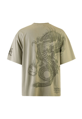 Herre Mono Fireball Dragon Tshirt - Grøn