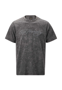Heren T-shirt met mono-flash-logo - houtskool