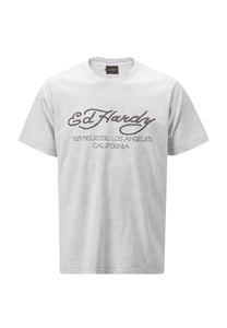 Heren T-shirt met mono-flash-logo - grijs