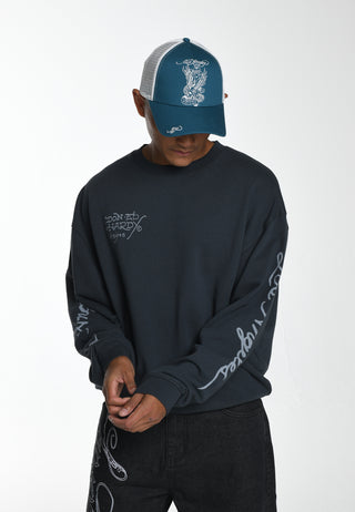 Heren mono-flash-sheet grafisch sweatshirt met ronde hals - houtskool