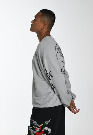 Herren-Sweatshirt mit Rundhalsausschnitt und Mono-Flash-Sheet-Grafik – Grau