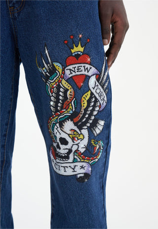 Męskie jeansy Nyc-Skull Diamante Denim – Indygo