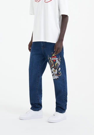 Pantalon en jean Nyc-Skull Diamante pour homme - Indigo