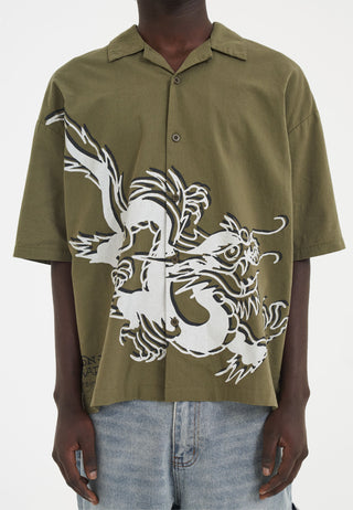 Męska koszulka z krótkim rękawem Offset Dragon Camp - zielona