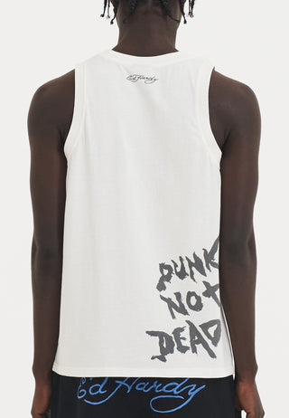 Camiseta sin mangas Punks Not Dead para hombre - Blanco