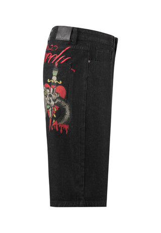 Męskie spodenki jeansowe Sever Snake Diamante Jorts - czarne