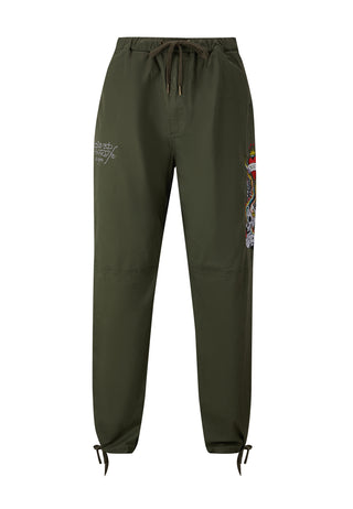Pantalón técnico tejido con calavera de serpiente lateral para hombre - Verde