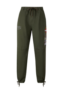 Pantalón técnico tejido con calavera de serpiente lateral para hombre - Verde