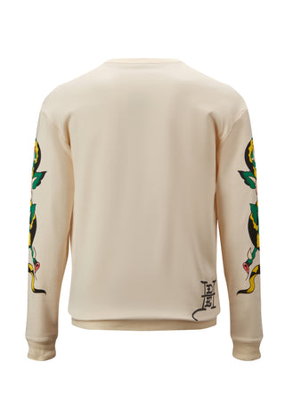 Skull-Dagz grafisk sweatshirt med rund hals til mænd - Beige