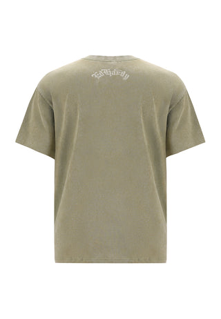 Mens Skull Out Of Hell Relaxed T-Shirt - Khaki