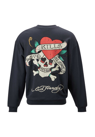 Mens Slow-Love Graphic Crew Neck Sweatshirt - Charcoal