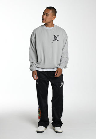 Slow-Love grafisk sweatshirt med rund hals til mænd - grå