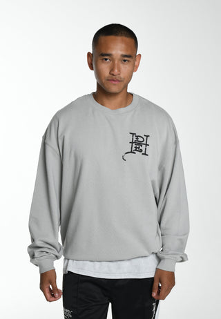Slow-Love grafisk sweatshirt med rund hals til mænd - grå