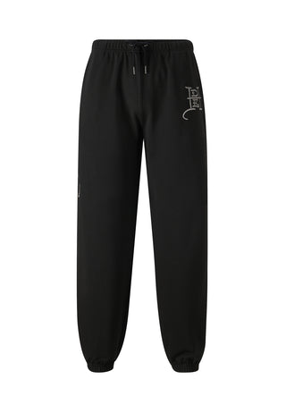 Mens Snake-Eagle-Flight Baggy Tracksuit Bottoms - Black