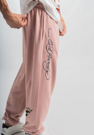 Mens Snake-Eagle-Flight Baggy Tracksuit Bottoms - Pink