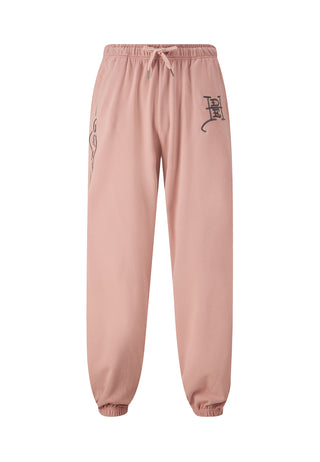 Mens Snake-Eagle-Flight Baggy Tracksuit Bottoms - Pink