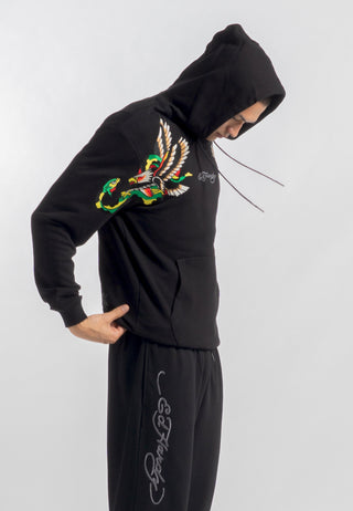 Mens Snake-Eagle-Flight Hoodie - Black