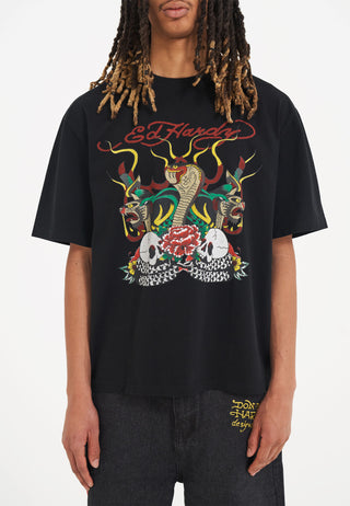 Heren Snake & Skull Fire-shirt - Zwart