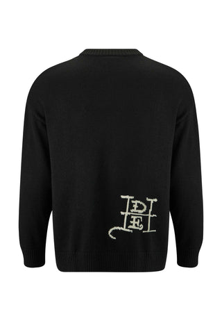 Męski żakardowy sweter z dzianiny Tiger-Roar - czarny/off-biały