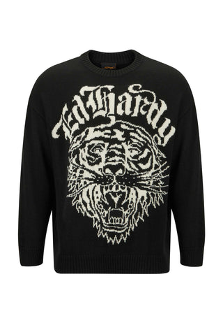 Suéter masculino de malha Tiger-Roar Jaquard - preto/branco