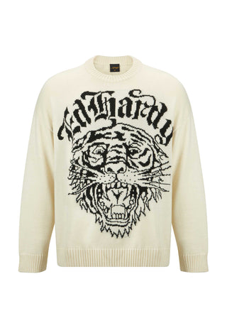 Męski sweter z dzianiny Tiger-Roar Żakardowy - Off White/Black