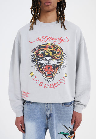 Herren Tiger-Vintage Roar Rundhals-Sweatshirt – Grau