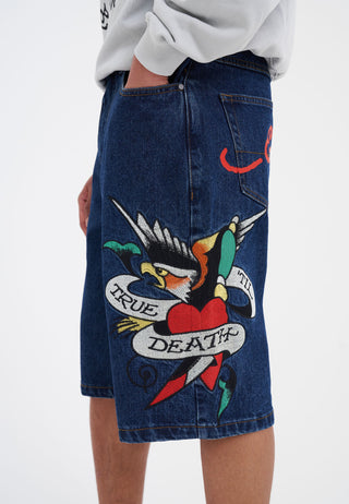 Shorts jeans masculinos True Till Death - Indigo