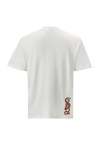 Miesten Vintage-Musta-Line-Snake T-paita - Valkoinen