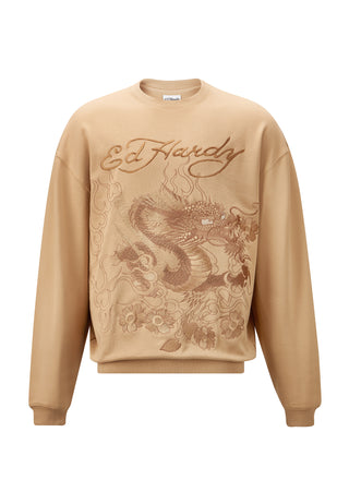 Herre Vintage-Drag-Logo Crew Neck Jumper - Beige