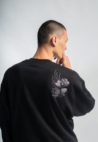 Maglione girocollo da uomo con logo vintage Drag - Nero