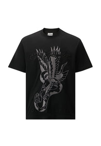 T-shirt Vintage-Aigle-Serpent pour Homme - Noir