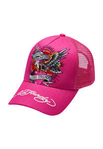 Unisex Brave-Heart-Glow Twill Front Mesh Trucker - Pink
