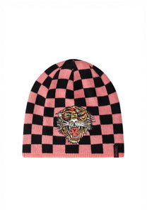 Gorro unissex xadrez tigre - rosa/preto