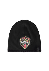 Unisex Tiger Beanie Hat - Svart