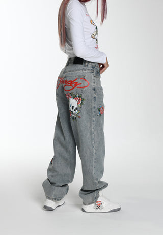 Dam Blooming Death Relaxed Jeans Jeans - Blå