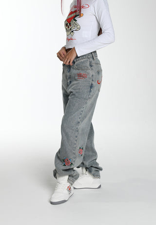 Dam Blooming Death Relaxed Jeans Jeans - Blå