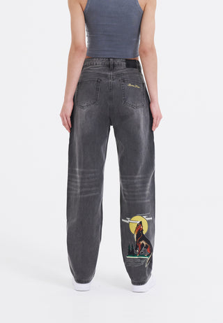 Pantalon en jean coupe décontractée Born-Wild pour femme - Noir
